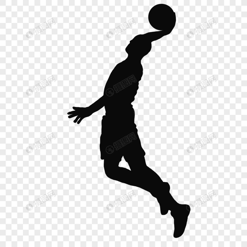 灌篮剪影元素素材下载-正版素材401326027-摄图网