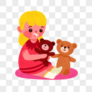 女孩与小熊小熊娃娃高清图片