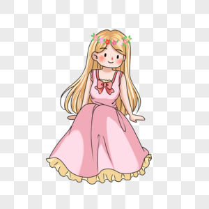 卡通公主,坐着的女孩素材