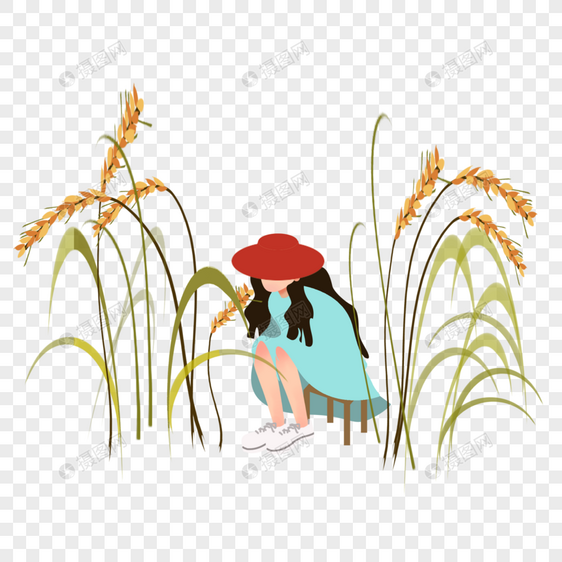田地里稻草可爱少女图片