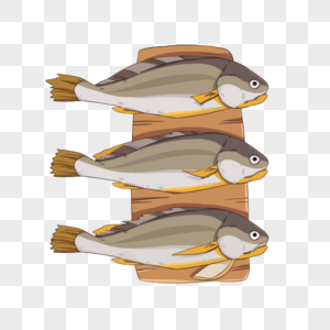 黄鱼传统食物三条鱼高清图片
