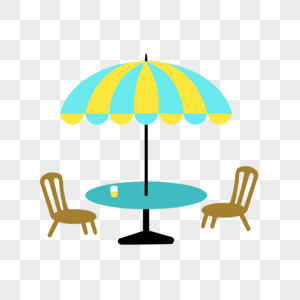 遮阳伞和桌椅图片