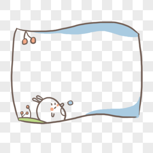 手绘躺着的兔子玩泡泡樱桃边框图片