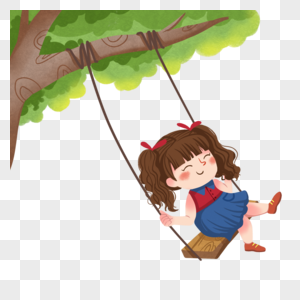 荡秋千的女孩图片素材