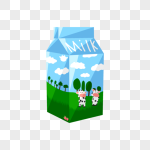 蓝天草地牛奶盒图片