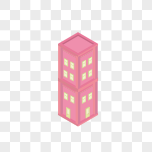 AI矢量图可爱卡通粉色2.5D高楼房子建筑物图片