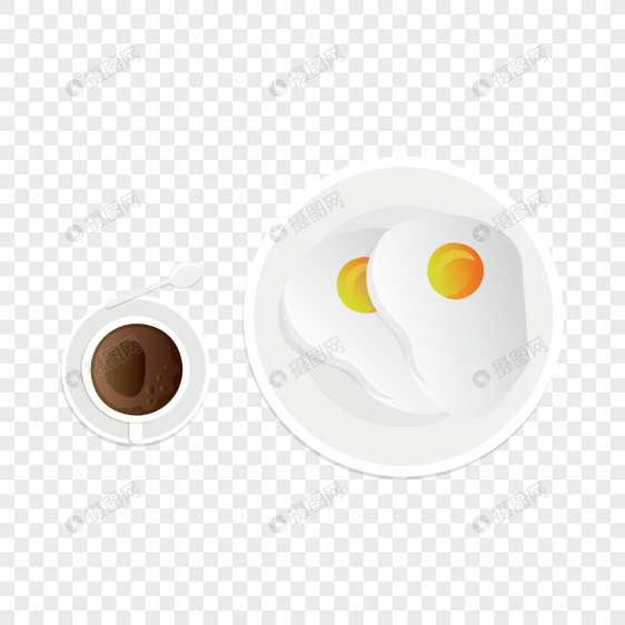 AI矢量图可爱立体早餐食物营养早餐鸡蛋加咖啡图片