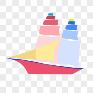 彩色帆船轮船起航高清图片