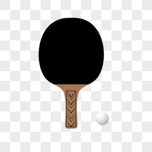 AI矢量图卡通尊贵黑乒乓球拍和乒乓球高清图片