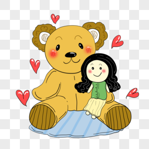 儿童节可爱小女孩和熊高清图片