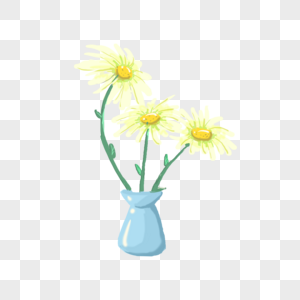 手绘花卉花瓶元素图片