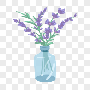 手绘紫色花瓶元素图片