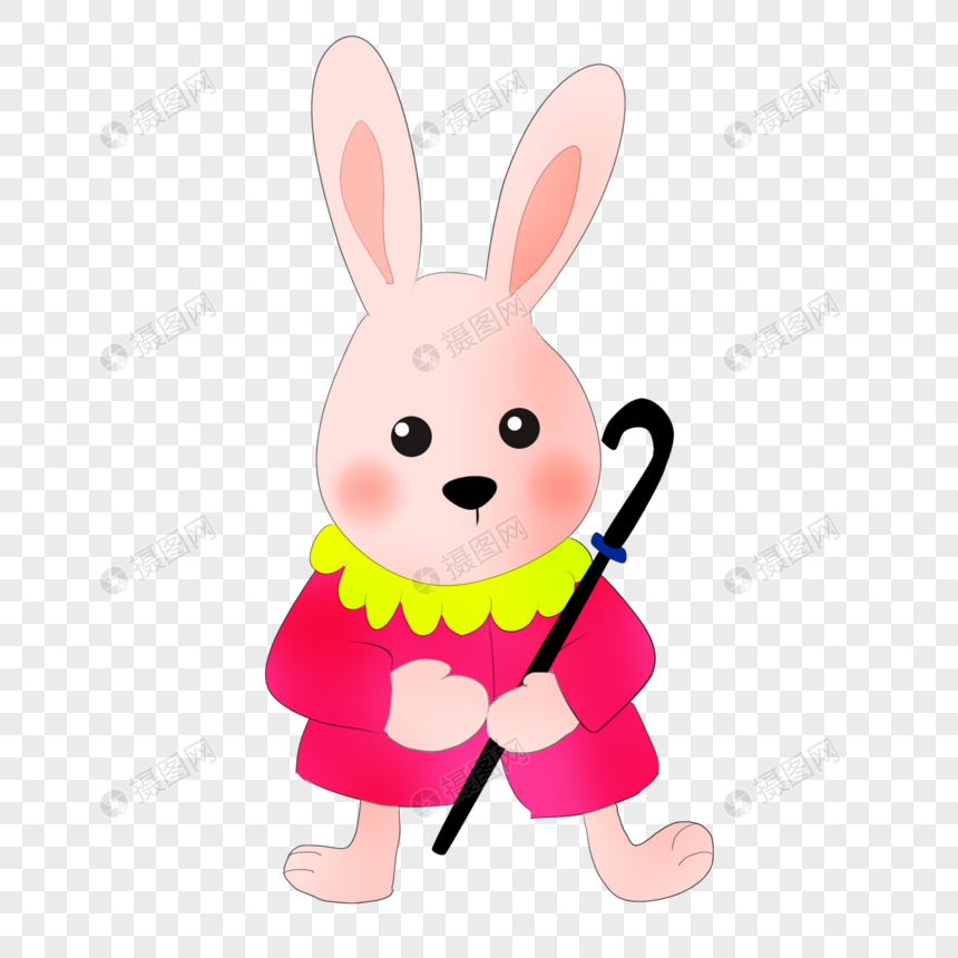 拿拐杖的小兔子