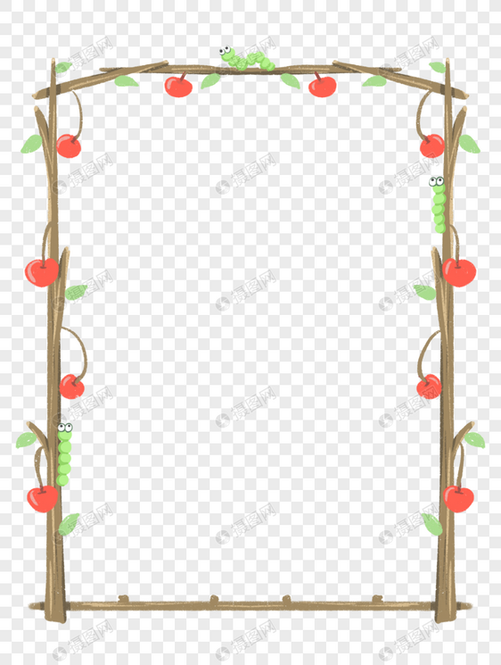 清新夏日苹果树枝植物边框图片