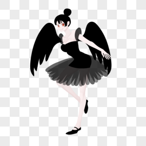 黑色丸子头黑色芭蕾舞裙黑翅膀黑天鹅舞者图片