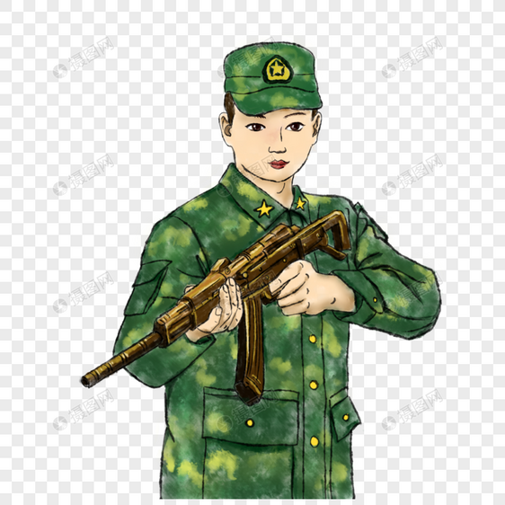 国画迷彩士兵图片