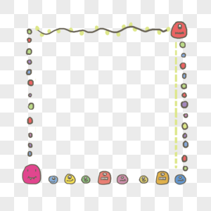 手绘彩色小怪物气泡边框图片素材