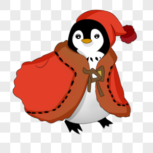 穿着红色大衣袍子的企鹅大人图片