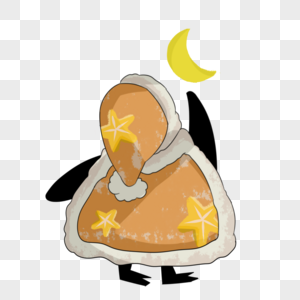 揽月的穿睡袍的黄色小企鹅背影图片