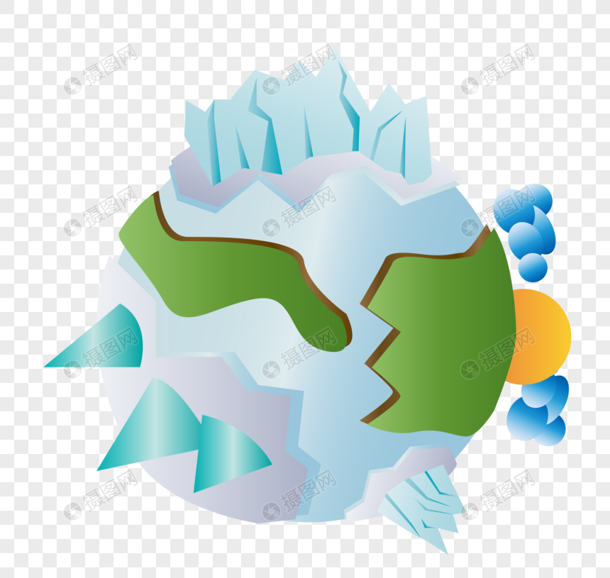 原创扁平化冰封地球矢量图图片
