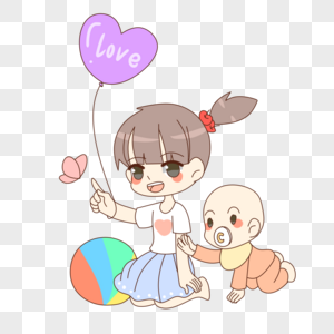 儿童节姐弟与蝴蝶图片素材