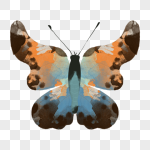 水彩动物蝴蝶深色双翅插画元素手绘高清图片