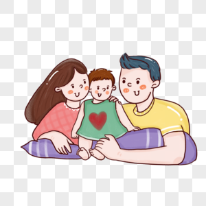 卡通可爱一家人温馨元素图片