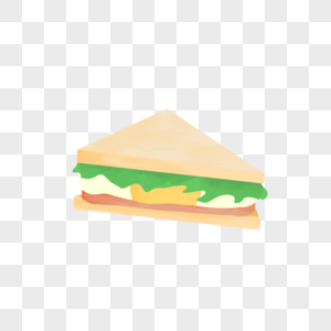 夏天早餐三明治青菜荷包蛋火腿手绘装饰图案高清图片