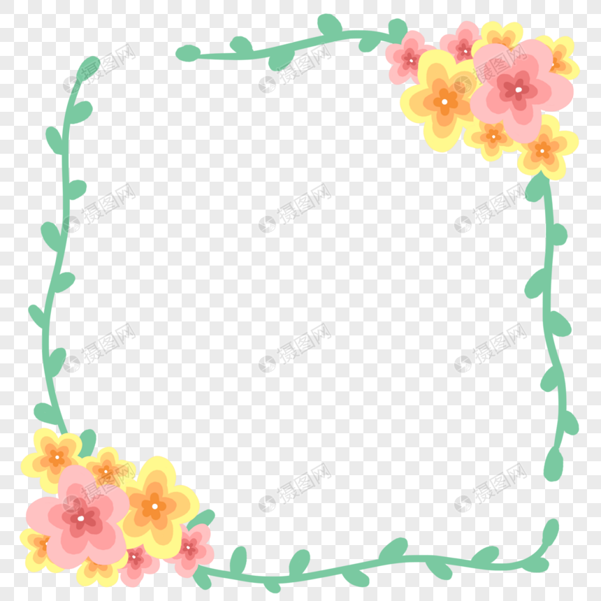 手绘花朵装饰边框图片