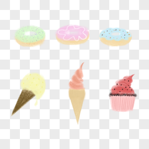 甜甜圈蛋糕冰激凌可爱卡通美食图片