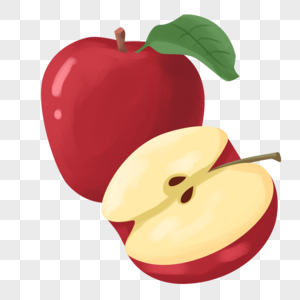 手绘红色苹果图片