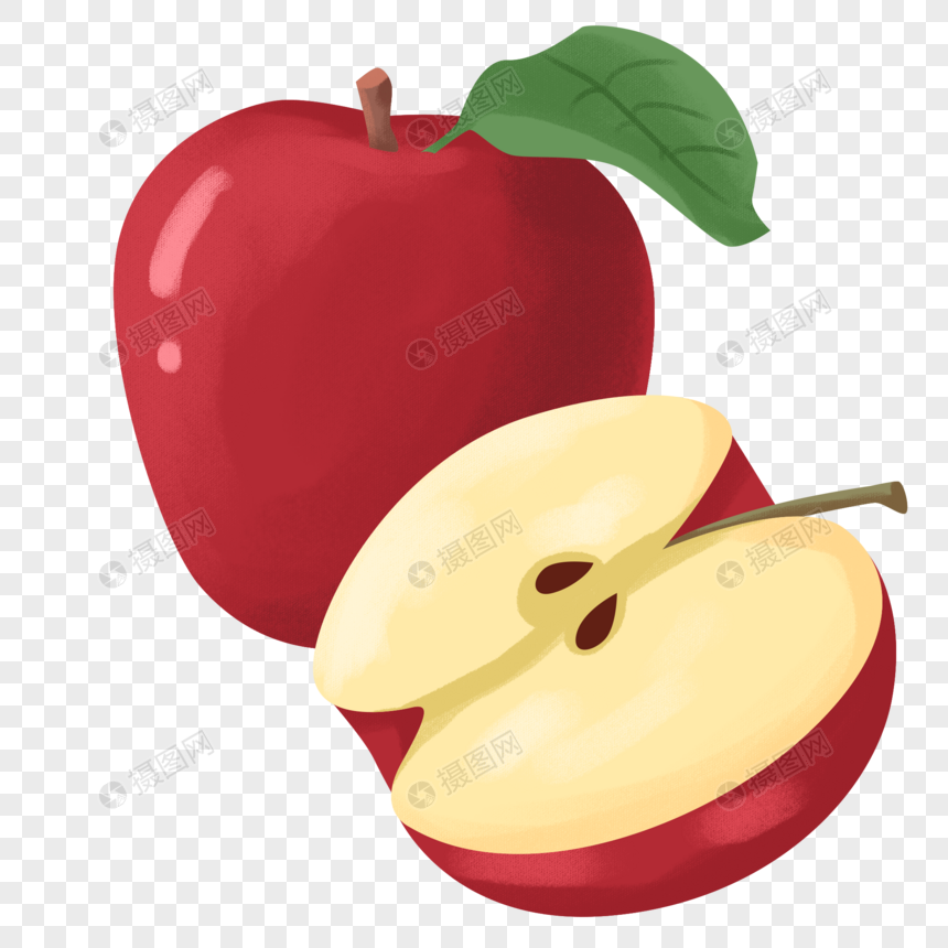 手绘红色苹果图片