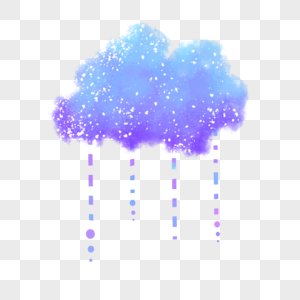 夏天蓝色紫色云朵下雨线条渐变天气手绘装饰图案图片