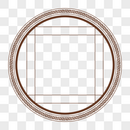 棕色回纹古典圆形格子窗边框素材图片