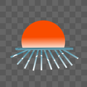 夏天简约风日出光芒渐变线条手绘装饰图案图片