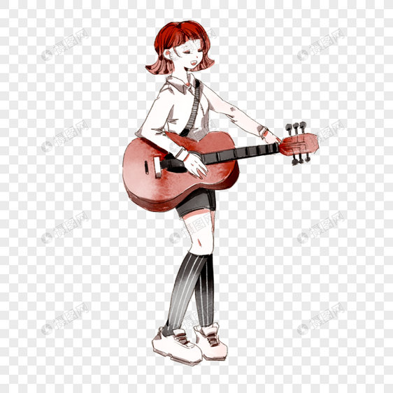 弹吉他的女孩图片