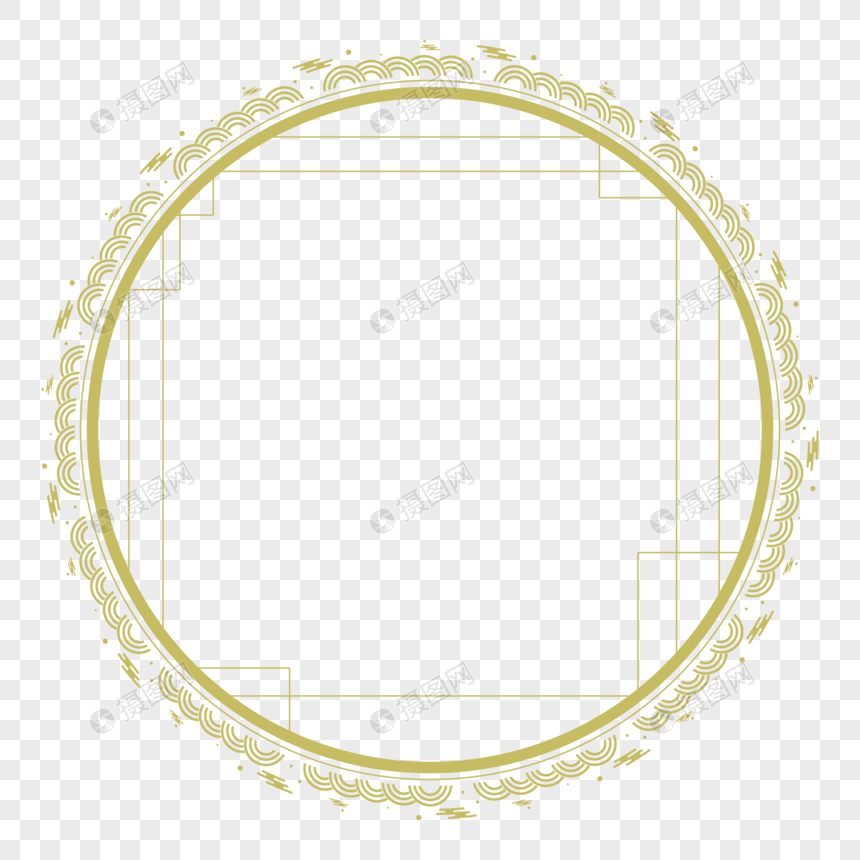 暗金色祥云小轩窗元形边框图片