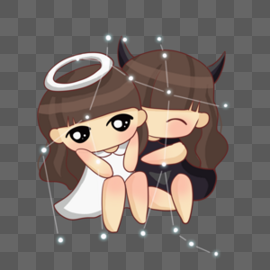 拥抱女孩双子座图片素材