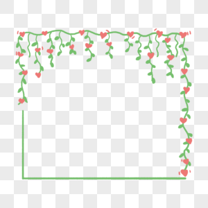 手绘绿色藤蔓爱心边框图片