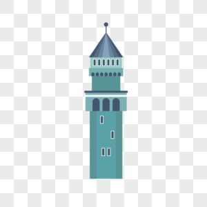 欧式城堡灯塔矢量建筑素材图片