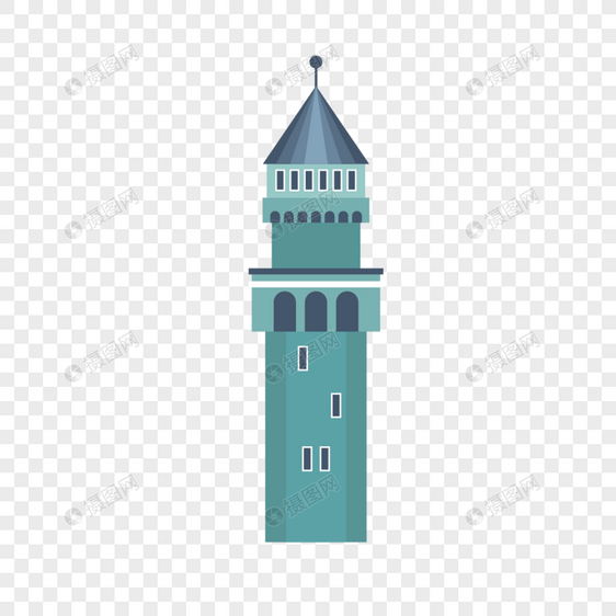 欧式城堡灯塔矢量建筑素材图片