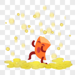 高清图片掉金币高清图片箱子金银财宝金币金子噪点卡通扁平手绘插画