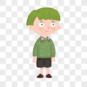 欧美风小男孩绿头发的弟弟形象人物设计素材图片
