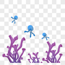 紫珊瑚与蓝水母图片
