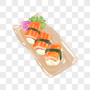 手绘寿司2海苔饭团高清图片