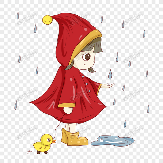 雨中玩耍的小朋友图片