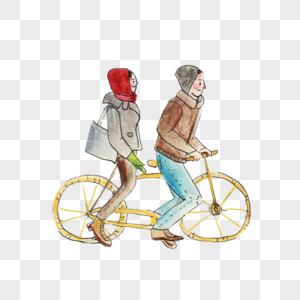 手绘骑自行车的人图片