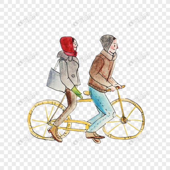 手绘骑自行车的人图片