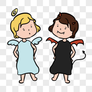 双子天使与恶魔图片素材