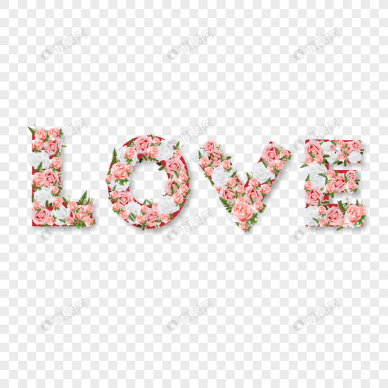 LOVE花朵艺术字图片